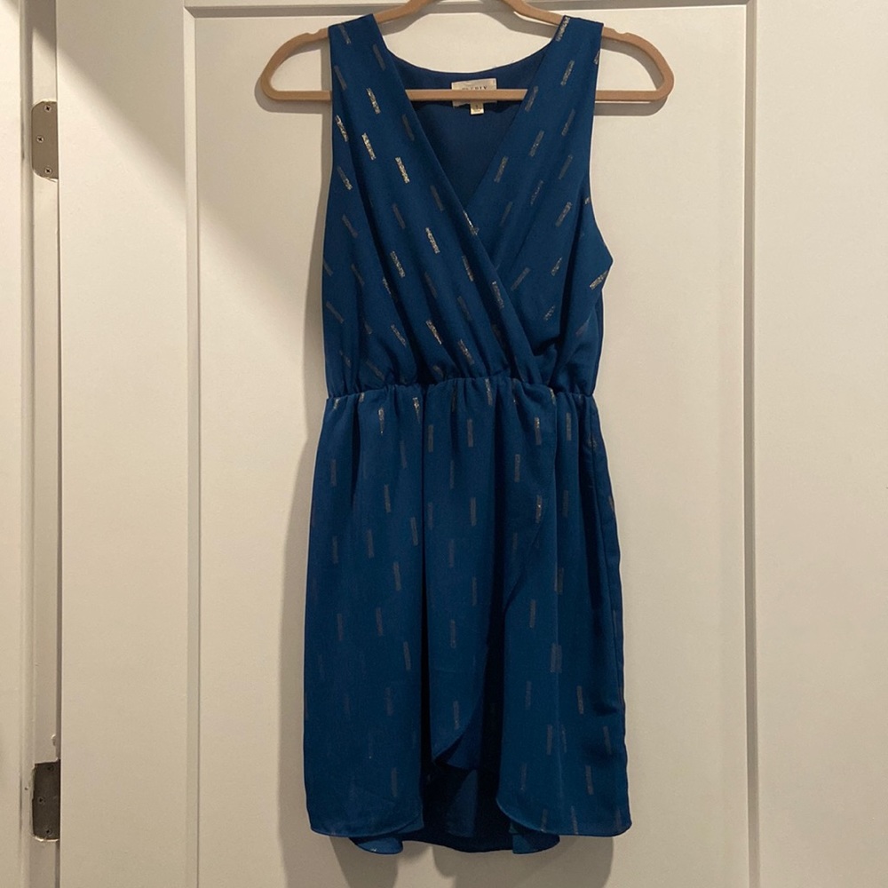 Everly Teal Cocktail Dress with Gold Accents (S)